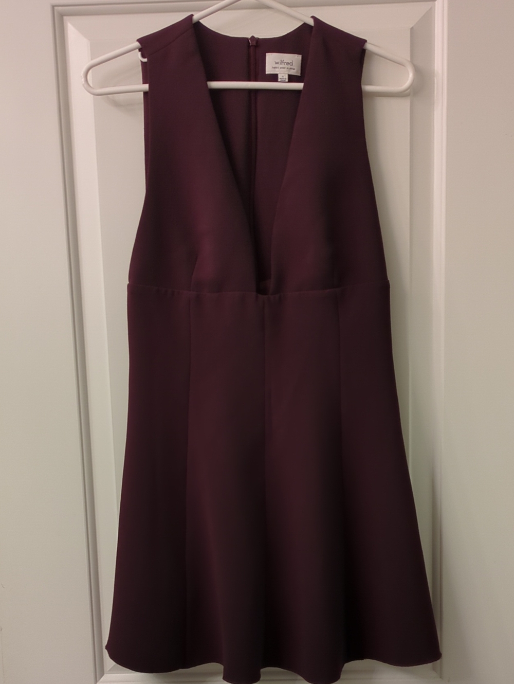 Wilfred Deep Plum V-Neck Sleeveless Fit-and-Flare Dress